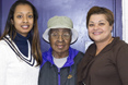 Courtney Pruitt (Lady Wildcats head coach), Willie Owens, and Janet Eaton (A.D.)