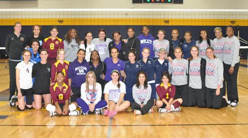 Members of the 2009 RRAC Volleyball All-Conference Team at the RRAC Championship.