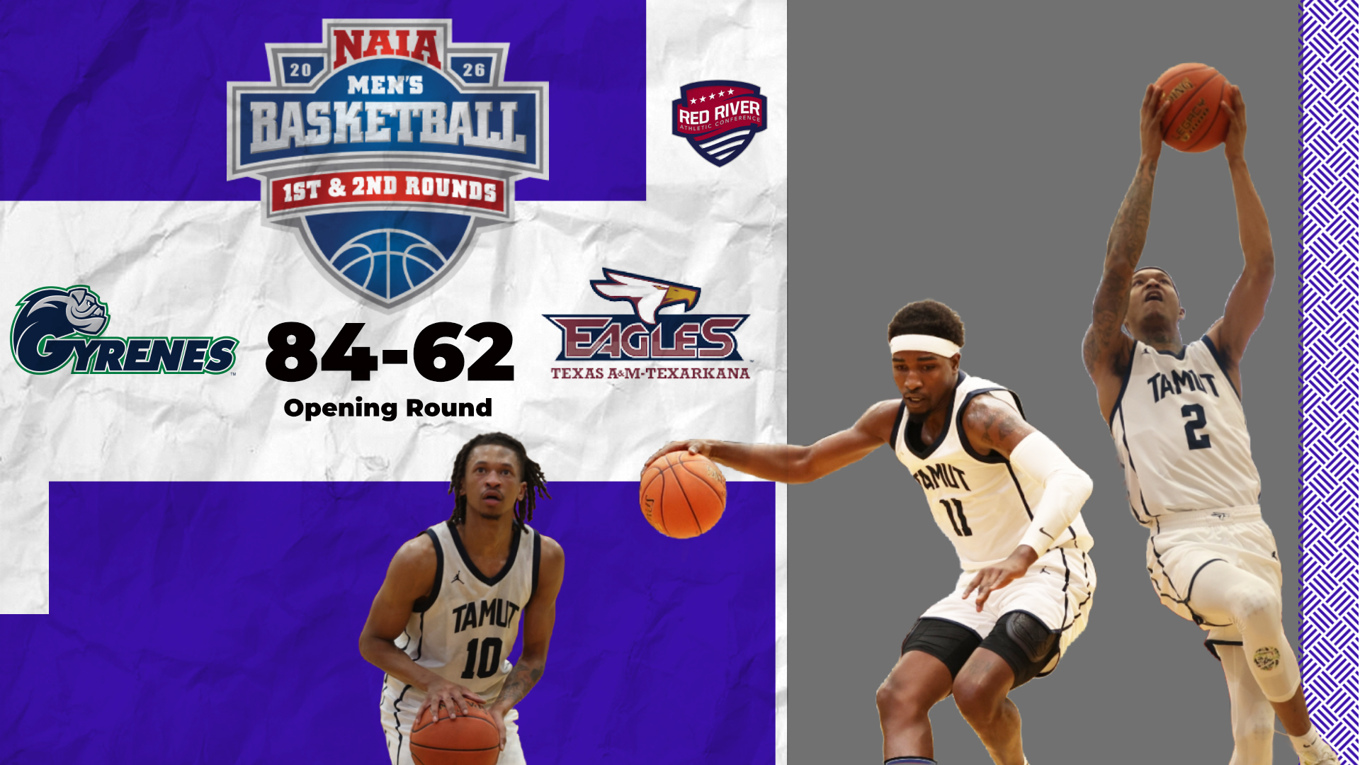 Pictured from left: Daryl Houston, Rodney Mason II, and Jakari Livingston. Photos courtesy of TAMUT Sports.