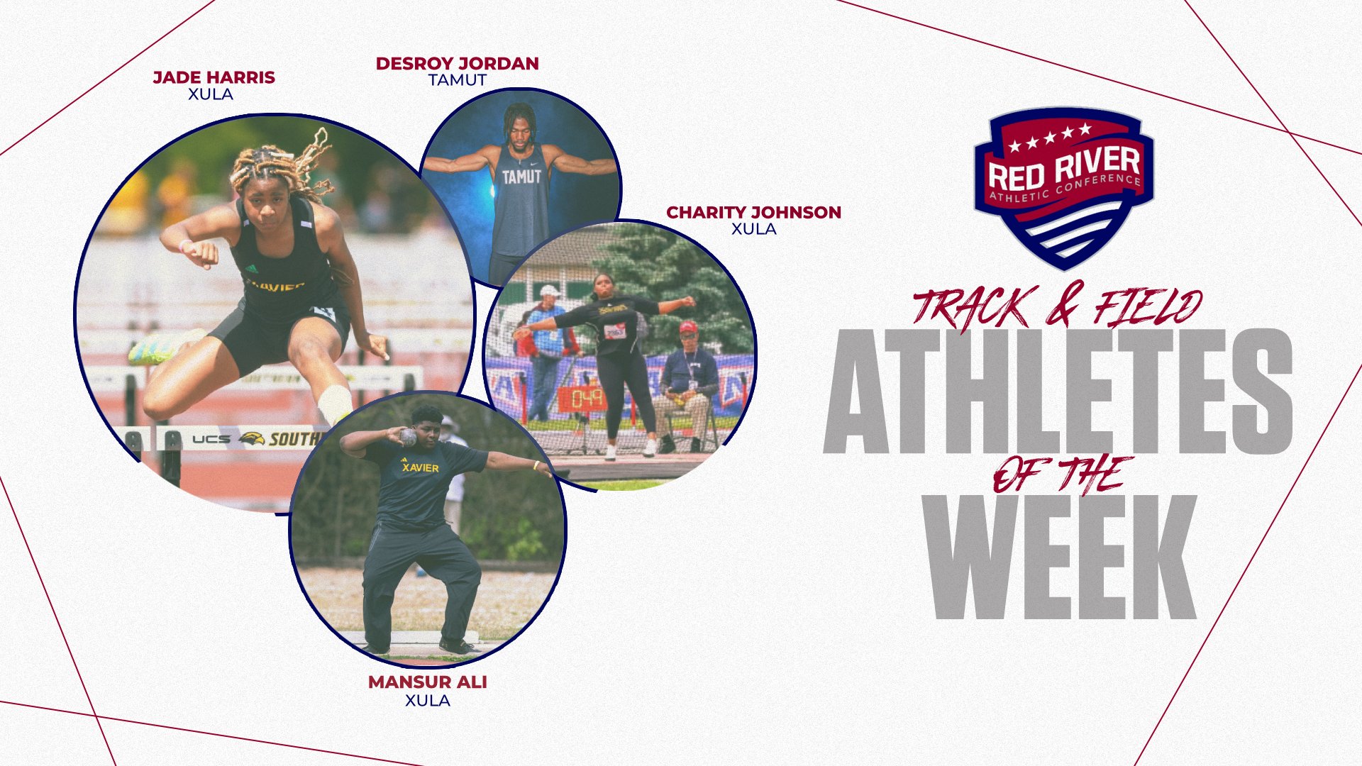 Xavier's Johnson, Harris, Ali, and Texarkana's Jordan claim RRAC Track and Field Athlete of the Week awards